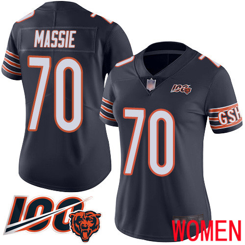 Chicago Bears Limited Navy Blue Women Bobby Massie Home Jersey NFL Football #70 100th Season